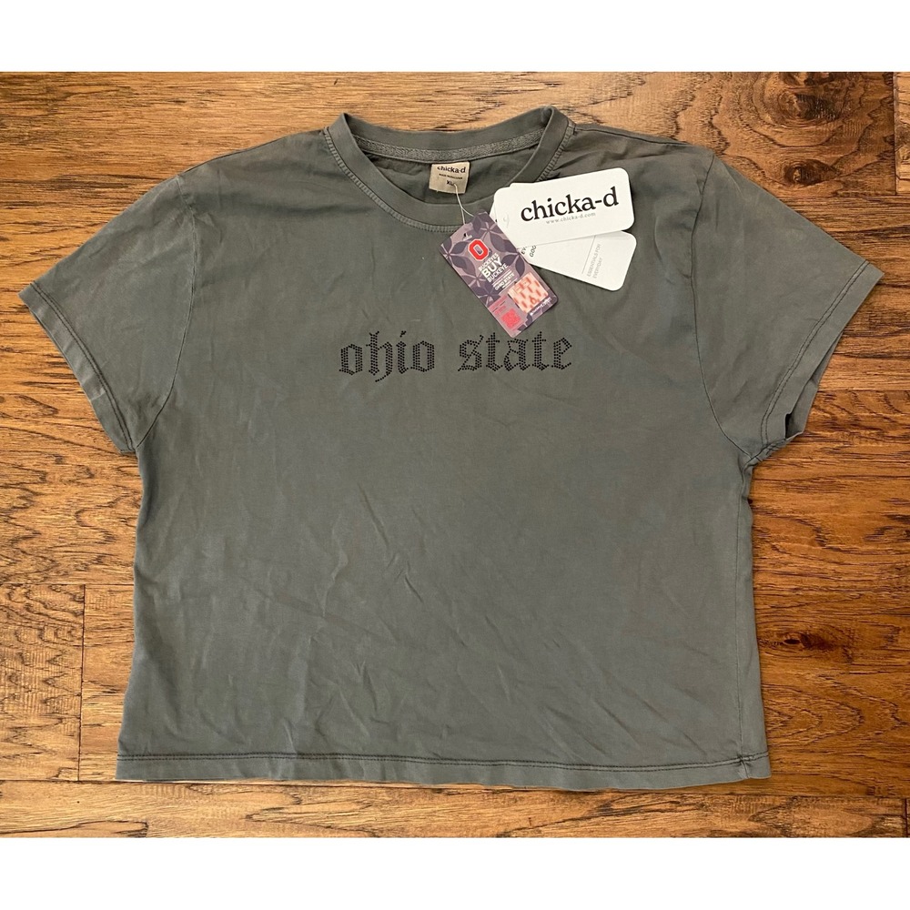 Chicka-d Ohio State Buckeyes Cropped T-Shirt Gray XL NWT NCAA Collegiate